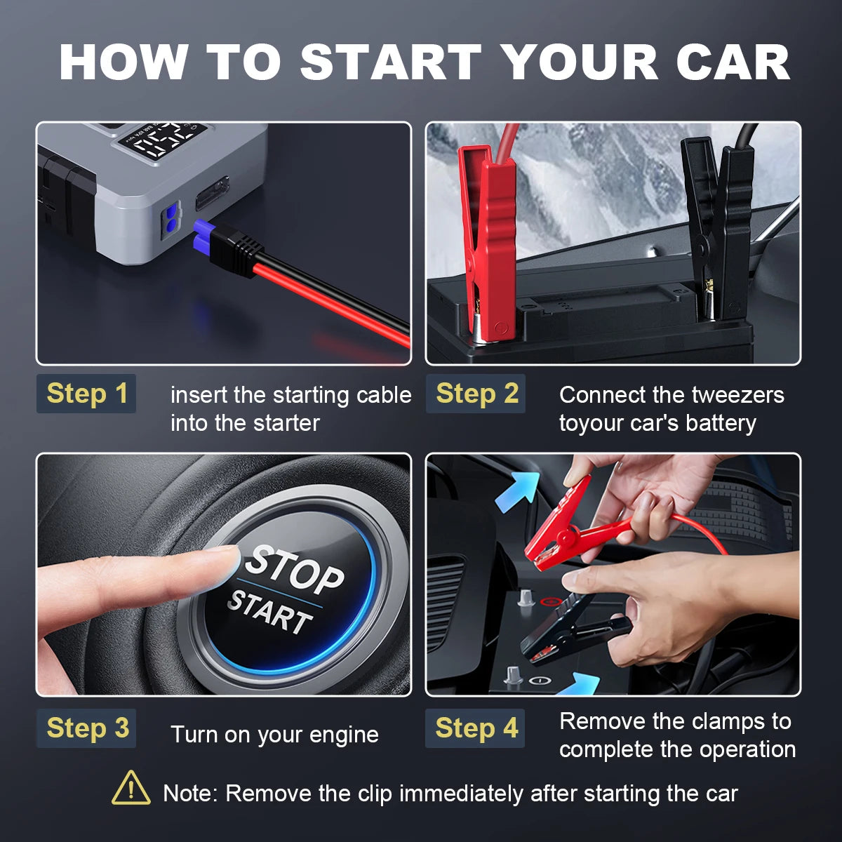 Car Battery Jump Starter Digital Display Portable Car Battery Booster Charger 26800mAh Power Bank Emergency Battery Booster