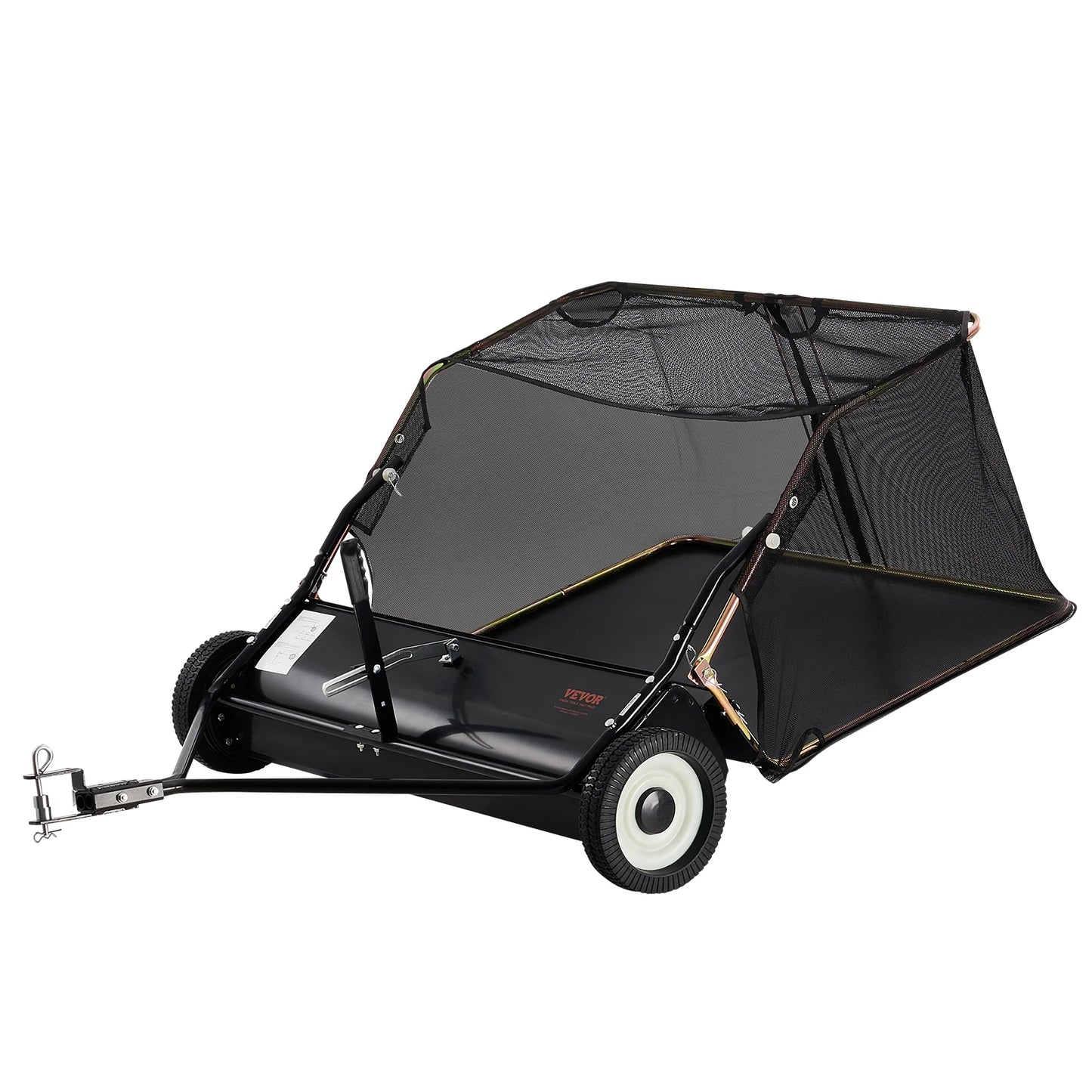 SucceBuy 42-inch Lawn Sweeper Tow Behind 12 cu.ft.Heavy Duty Leaf Grass Collector Adjustable Height for Picking Up Debris Grass