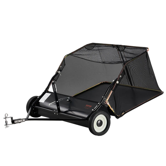 SucceBuy 42-inch Lawn Sweeper Tow Behind 12 cu.ft.Heavy Duty Leaf Grass Collector Adjustable Height for Picking Up Debris Grass