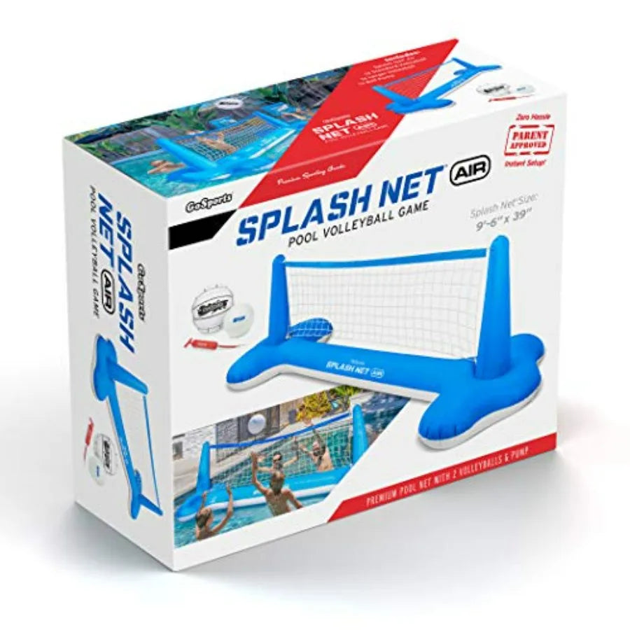 GoSports Splash Net Air Inflatable Pool Volleyball Game with Floating Net Water Volleyballs and Ball Pump for Outdoor Pool Use
