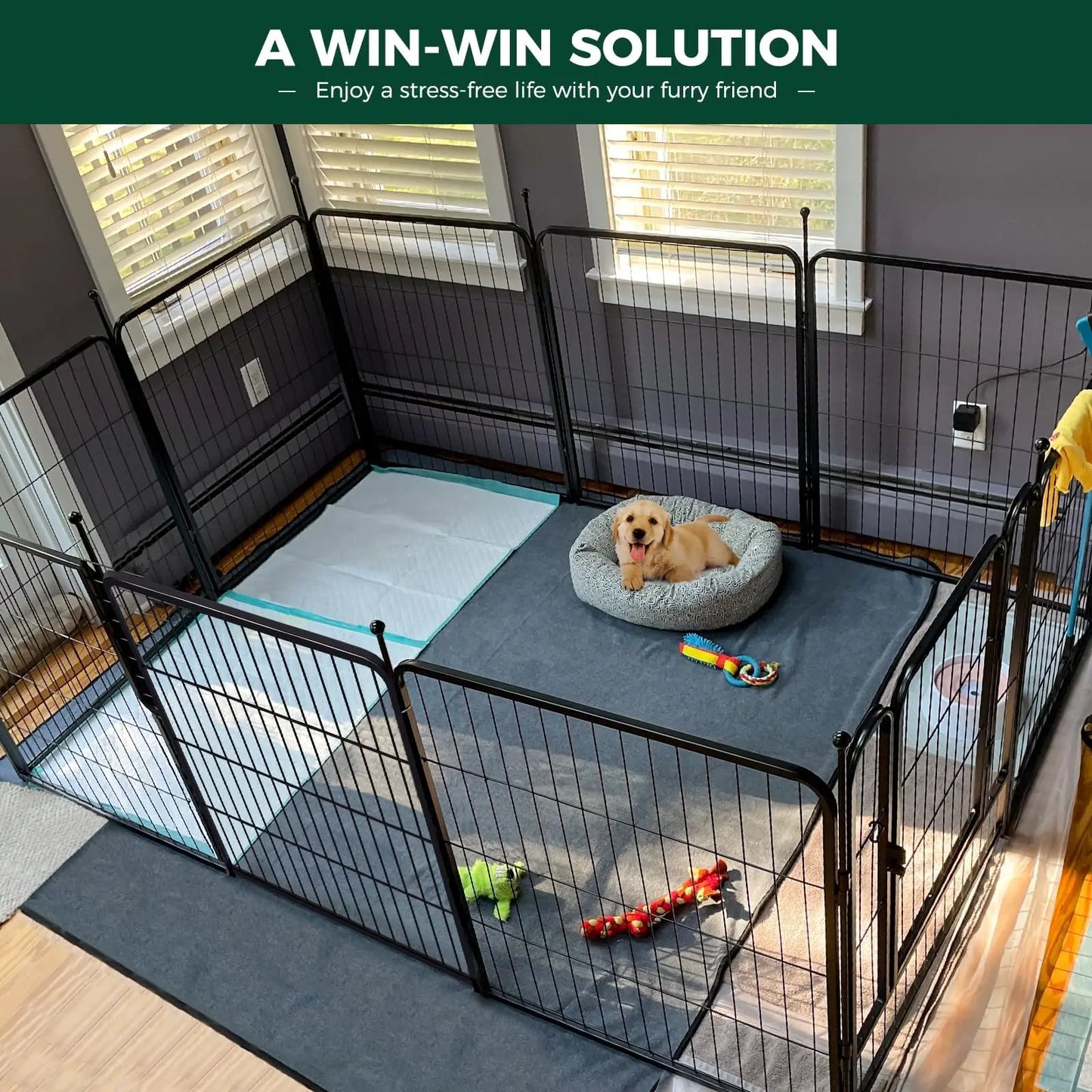 Dog Pet Fence Indoor/Outdoor,40"Height 8/16 Panels,Portable Metal Pet Exercise Pen for Rv Camping Garden Yard,Wide Door Low Thre