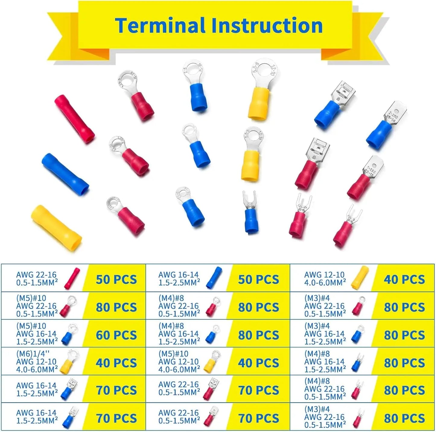 1200PCS Automotive Electrical Connector Kit with Insulated Crimp Terminals for Wiring Repair