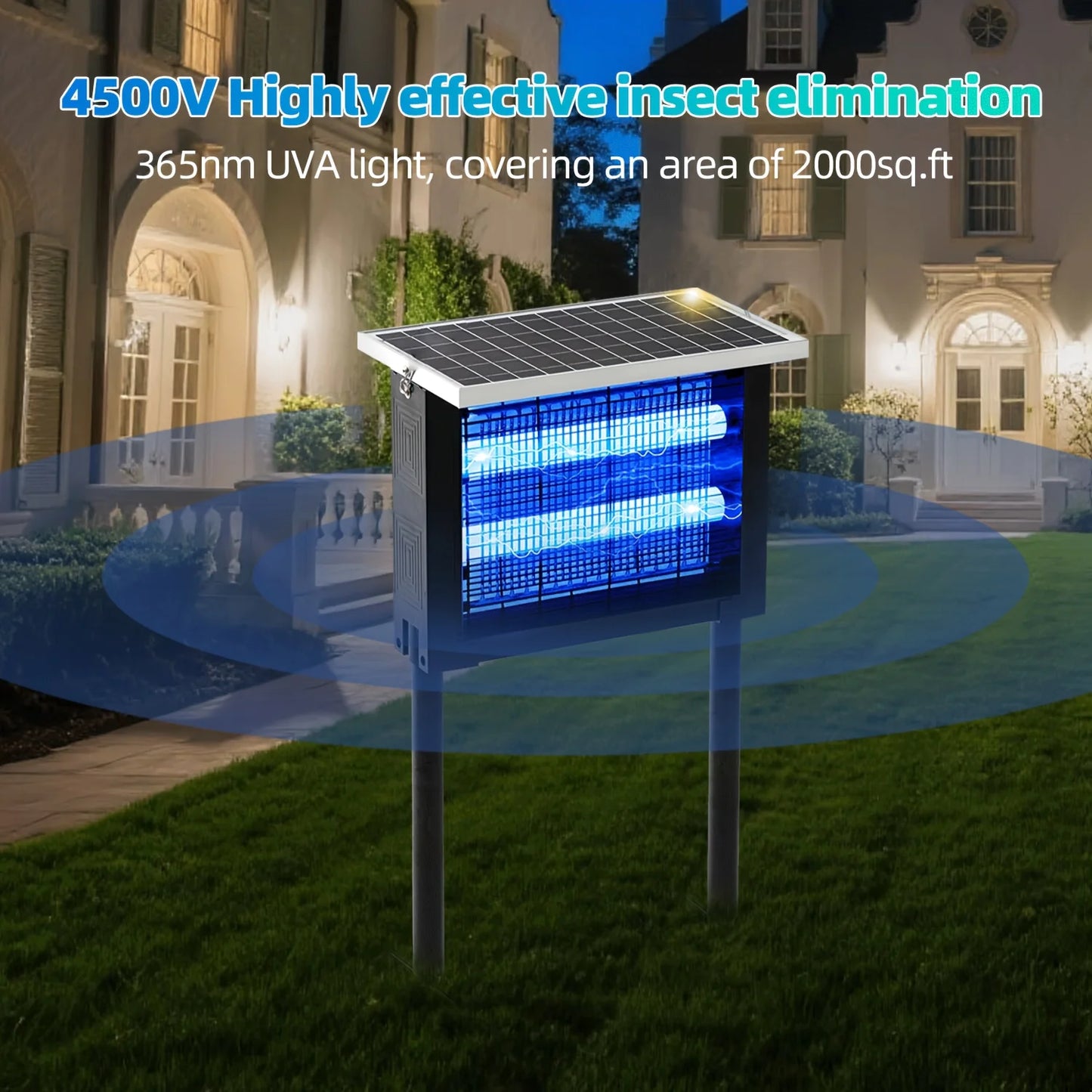 Powerful Solar Bug Zapper Outdoor for 2000 sq.ft, Poartable Rechargeable Mosquito Zapper with High Powered