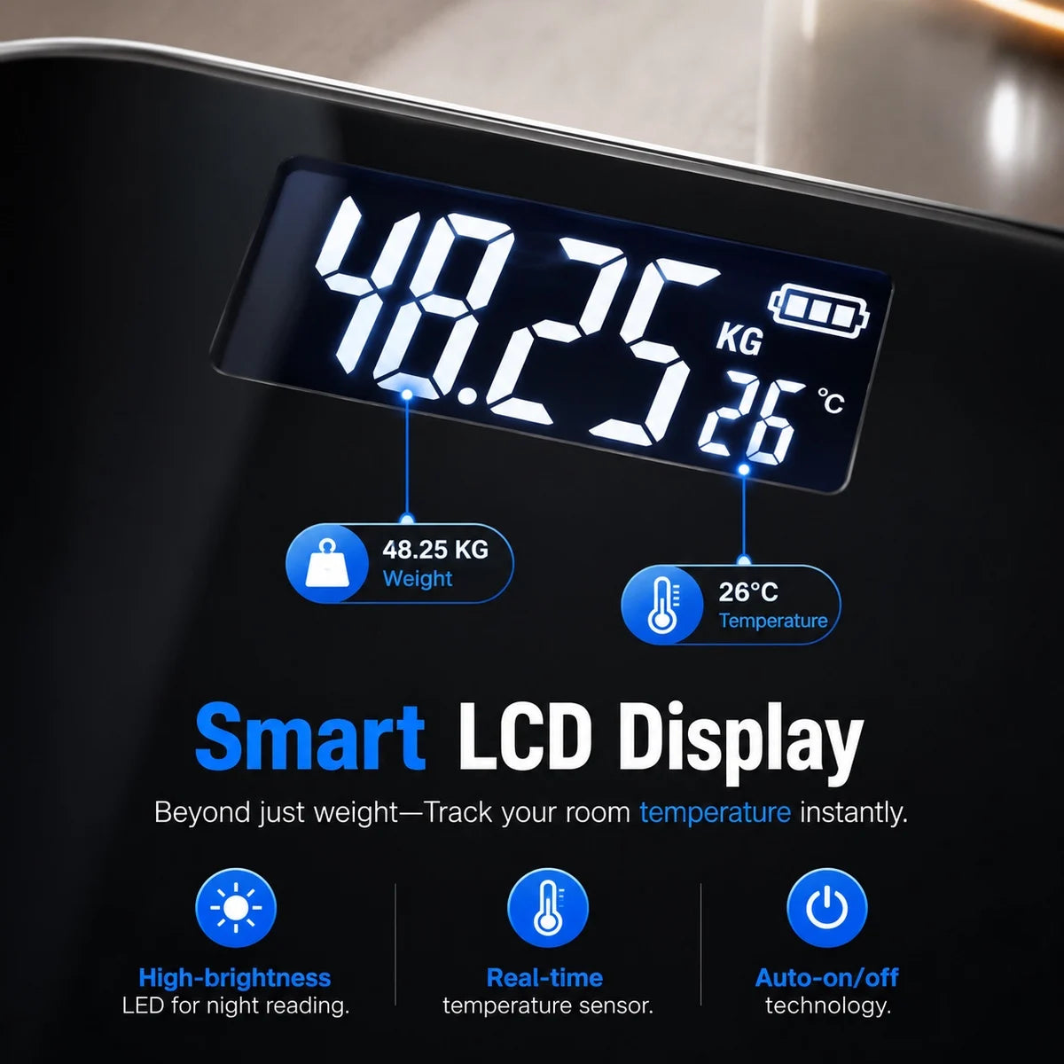 Conridel Digital Bathroom Scale High Precision With Tempered Glass Body