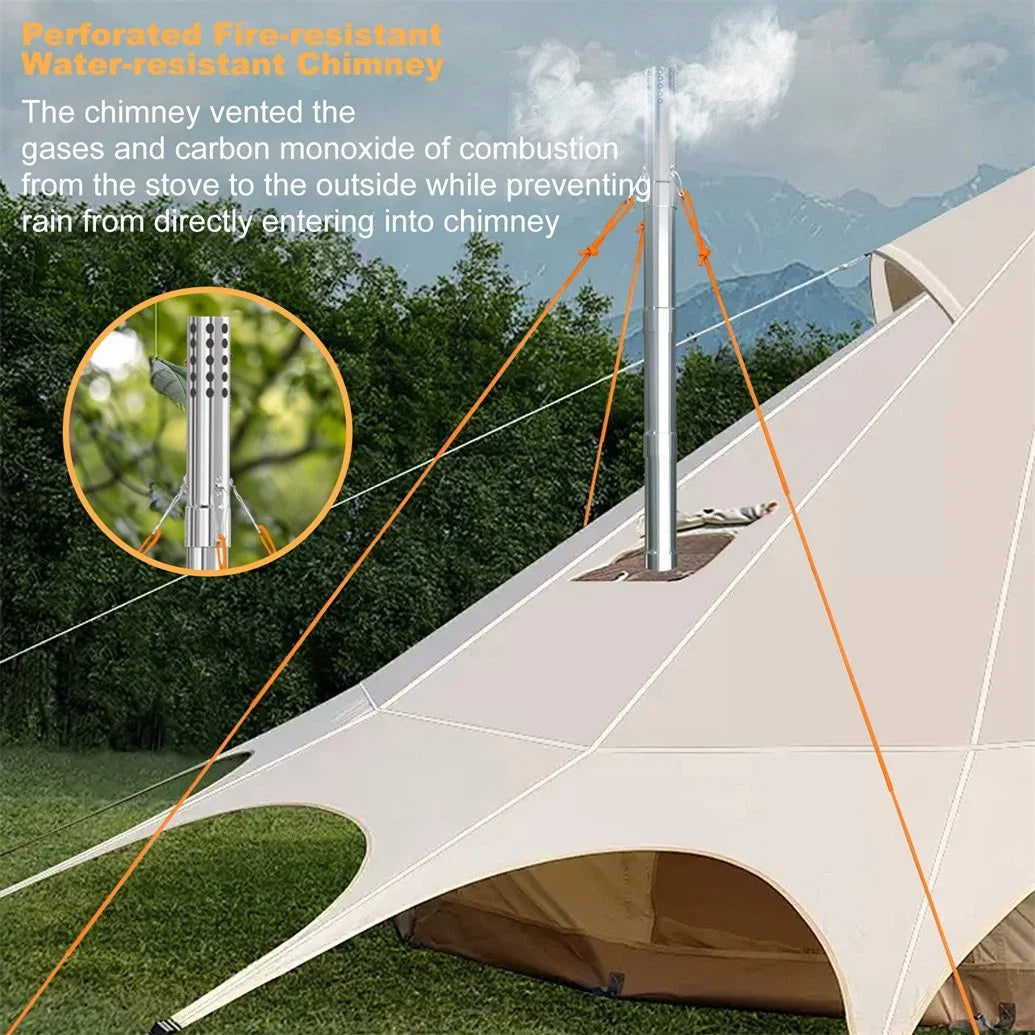 Wood Burning Tent Stove Portable With Stainless Chimney Pipes For Outdoors