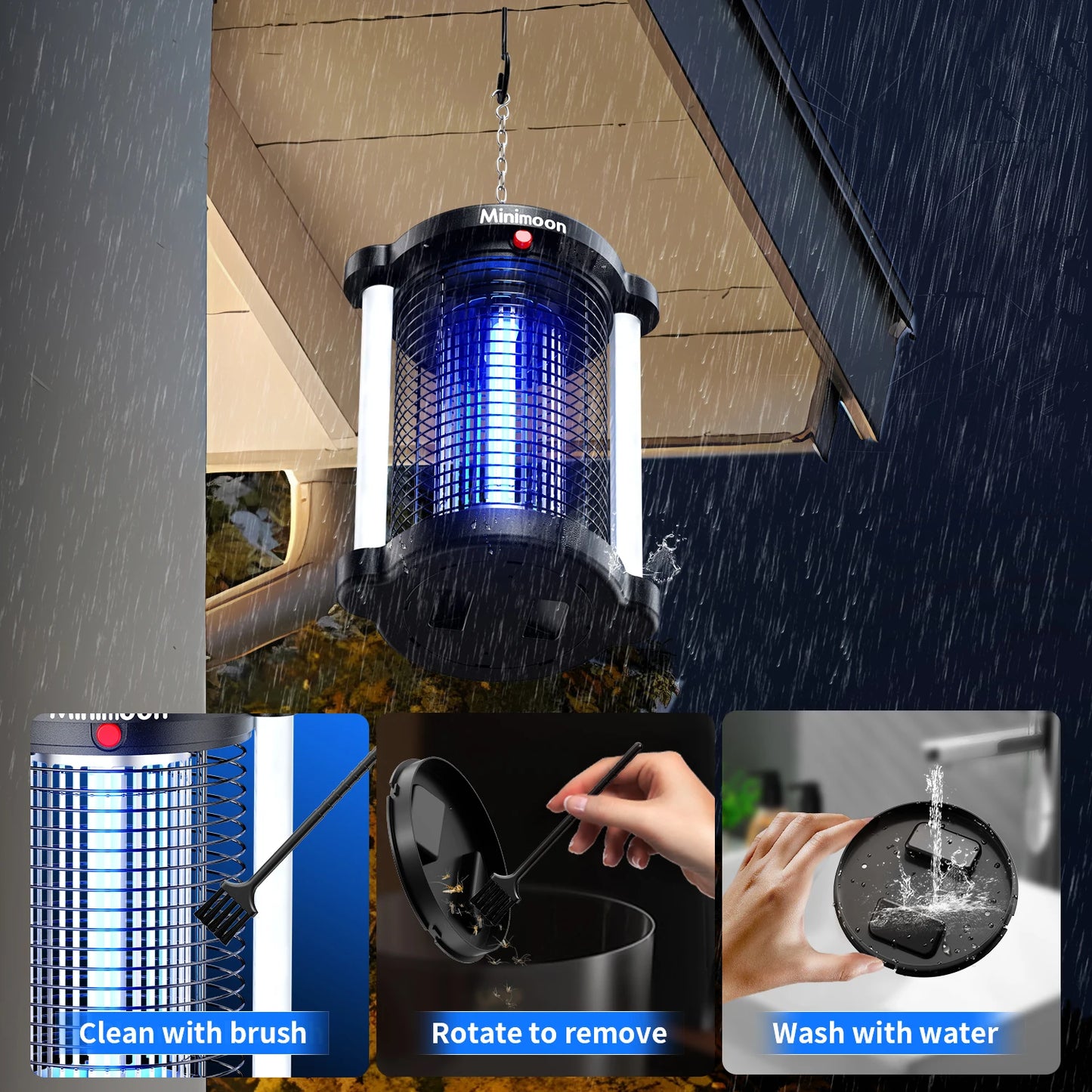 Bug Zapper Outdoor Mosquito Zapper with LED Light 4200V Fly Zapper 15W Electric Fly Traps Outdoor Insect Trap for Yard Backyard