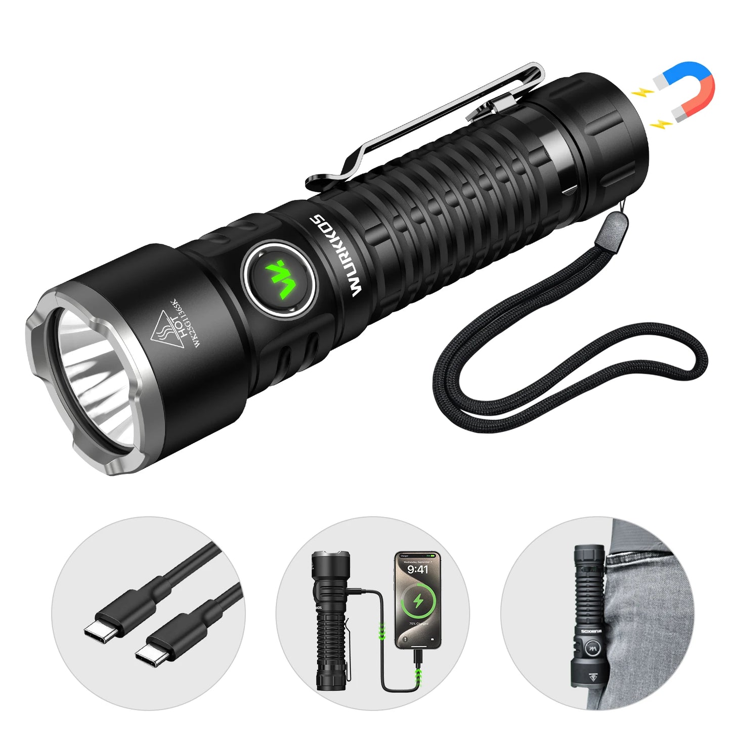 Wurkkos TS28 EDC Flashlight 3200 Lumen Rechargeable 21700 Battery