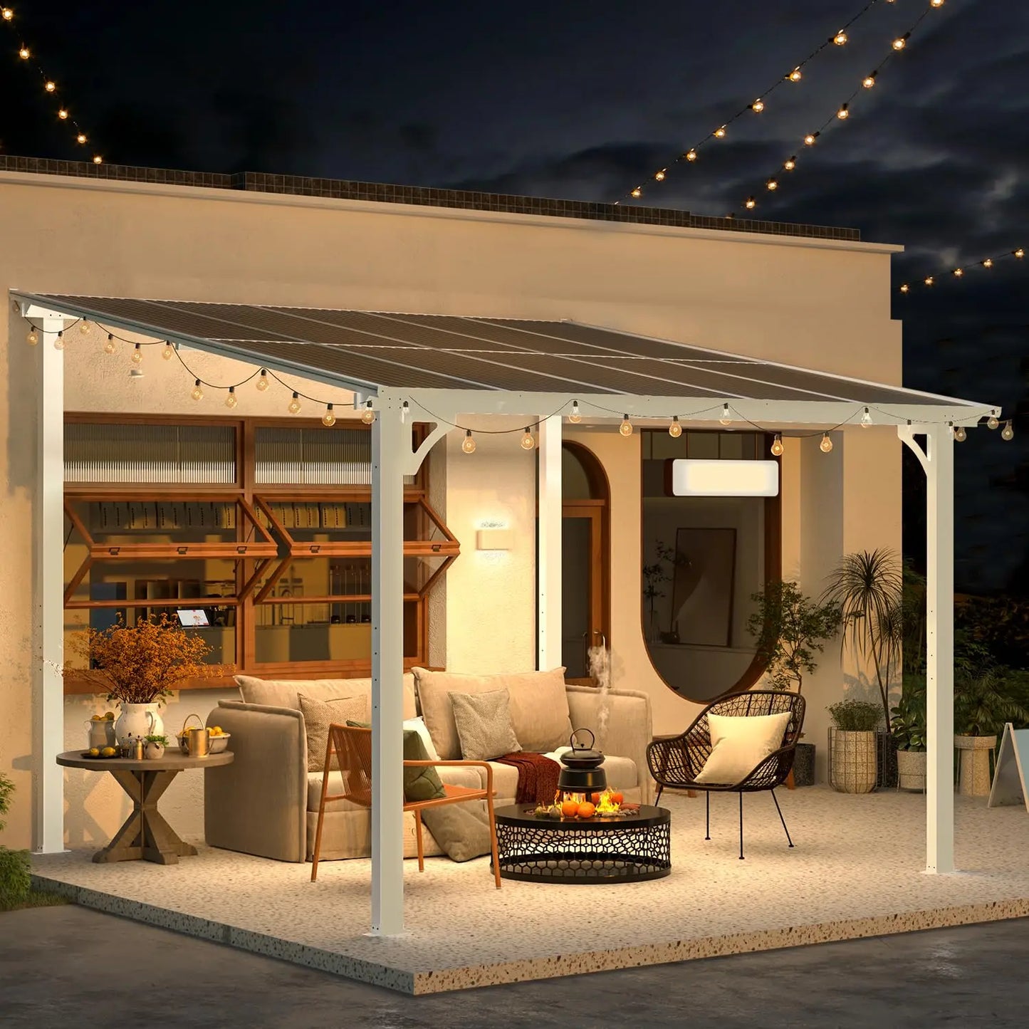 10’ x 10’ Gazebo, Wall Mounted Gazebos Pergola on Clearance, Outdoor Patio Lean to Gazebo Awnings for Deck, Porch,Customized