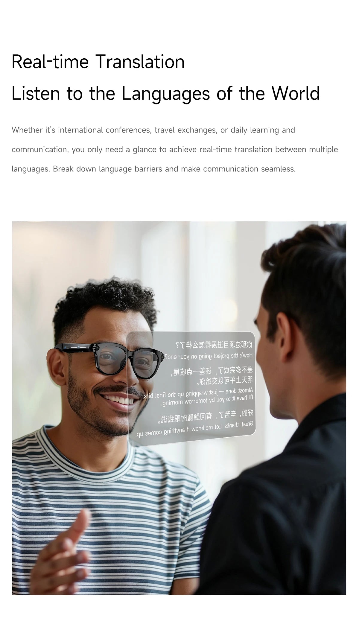 SENBONO AI Smart Glasses for Men Women 200W HD Camera 1080P 4K Video AI Voice Assistant Translation Music Playback Sunglasses