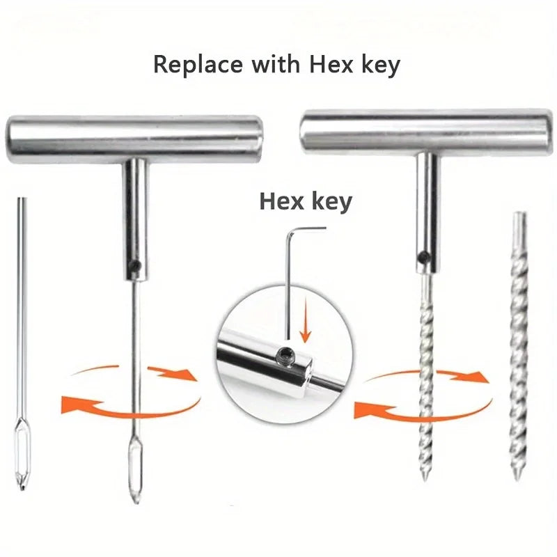 34/58pcs Auto Tire Repair Set Puncture Repair Tools Car Van Motorcycle Bike Emergency Heavy Duty Tubeless Tire Repair Rivet Set
