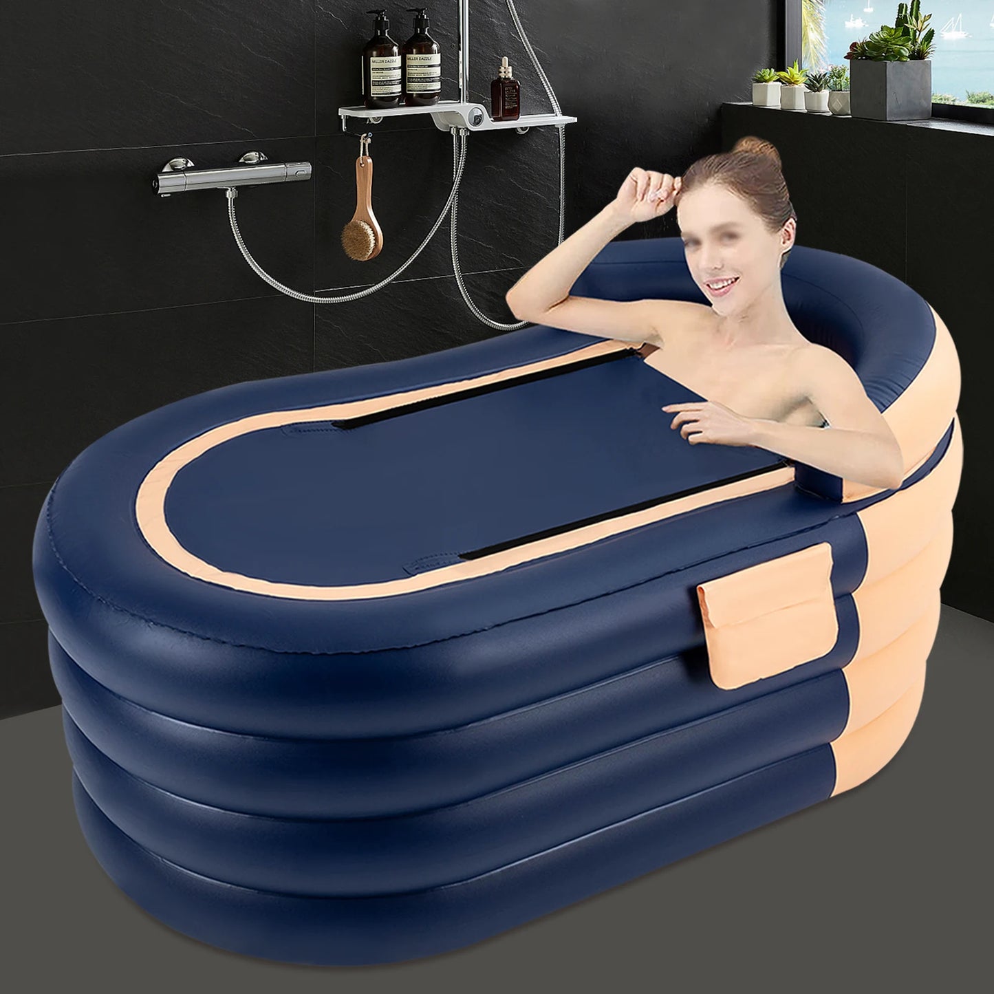 Inflatable Portable Bathtub For Adults With Wireless Air Pump And Cover