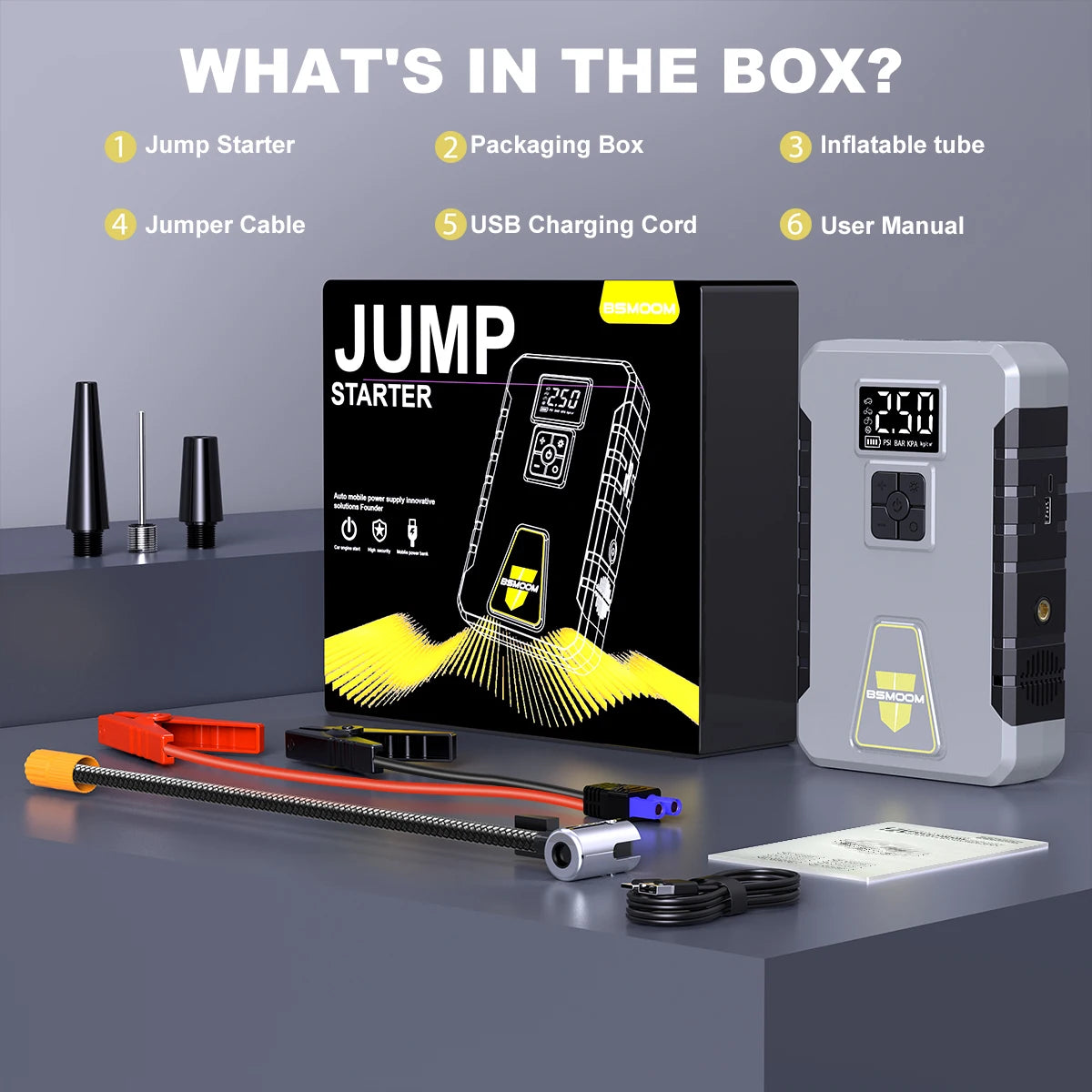 Car Battery Jump Starter Digital Display Portable Car Battery Booster Charger 26800mAh Power Bank Emergency Battery Booster
