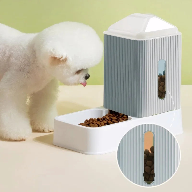 3.5L Large Capacity Automatic Dog Cat Feeder And Water Dispenser | All In One Gravity Pet Feeding Set With Removable Food Bowls
