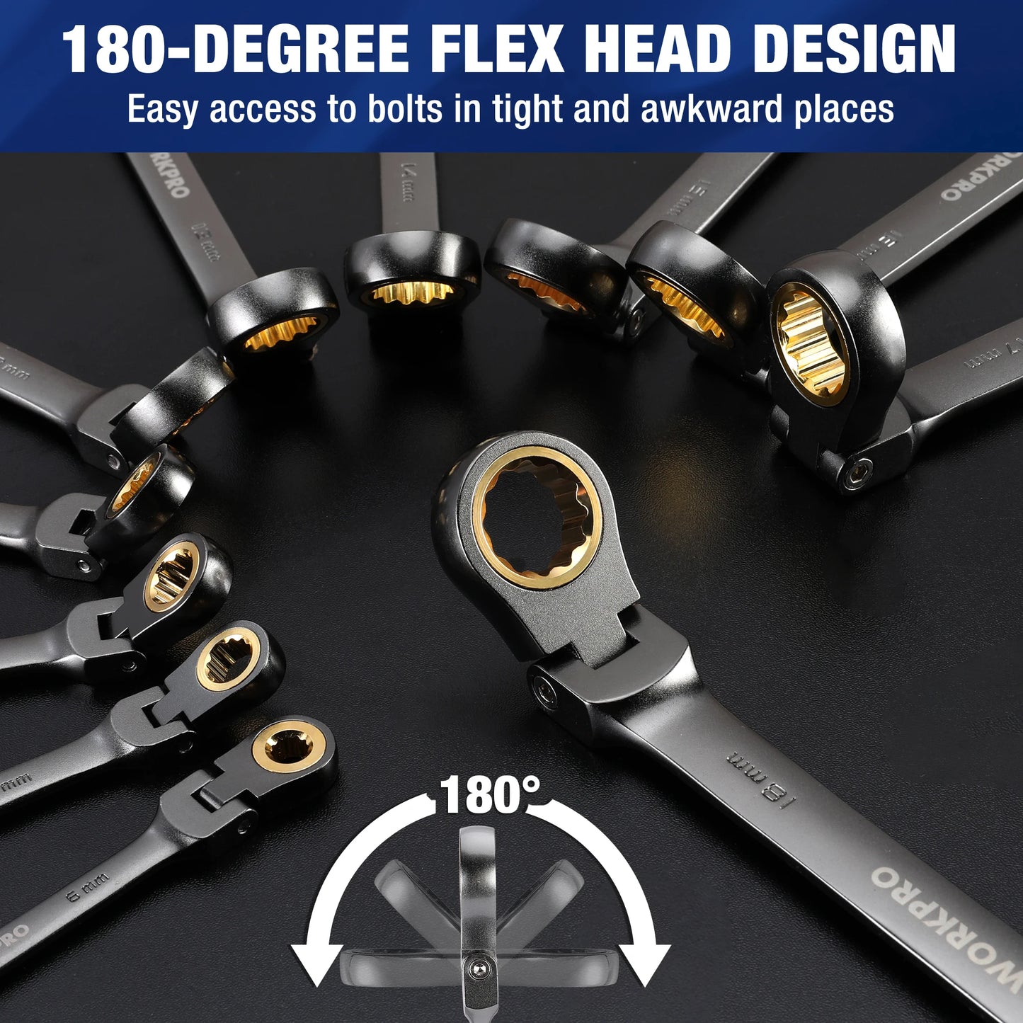 WORKPRO 21pc Ratcheting Wrench Set  with Box ,72 Teeth Wrench with Box, Wrench Repair  Tool Set