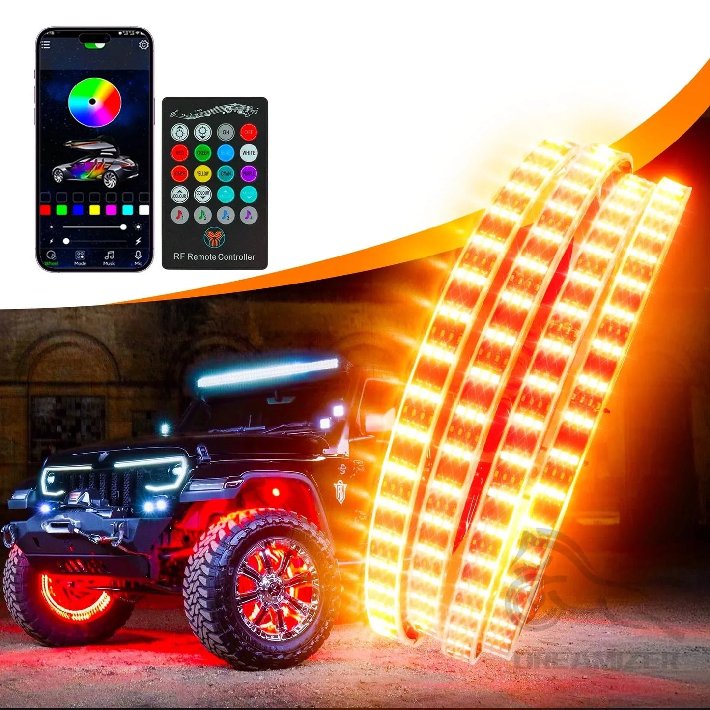 RGB Car Hub Lamp Kit With Waterproof LED Strip Lights