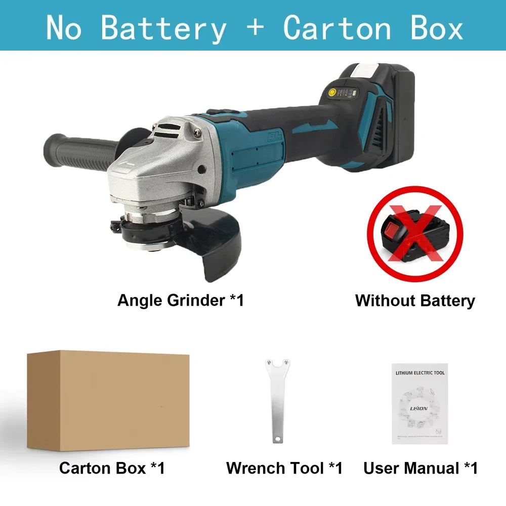 125mm Brushless Angle Grinder Cordless Electric Angle Grinder Power Tool Polishing Cutting Machine for Makita 18V Battery Pin