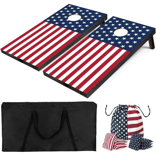Wood Cornhole Boards Set, Indoor & Outdoor Corn Hole Games for Adults Kids, Corn Hole Sets with Carry Case & 8 Bean Bags