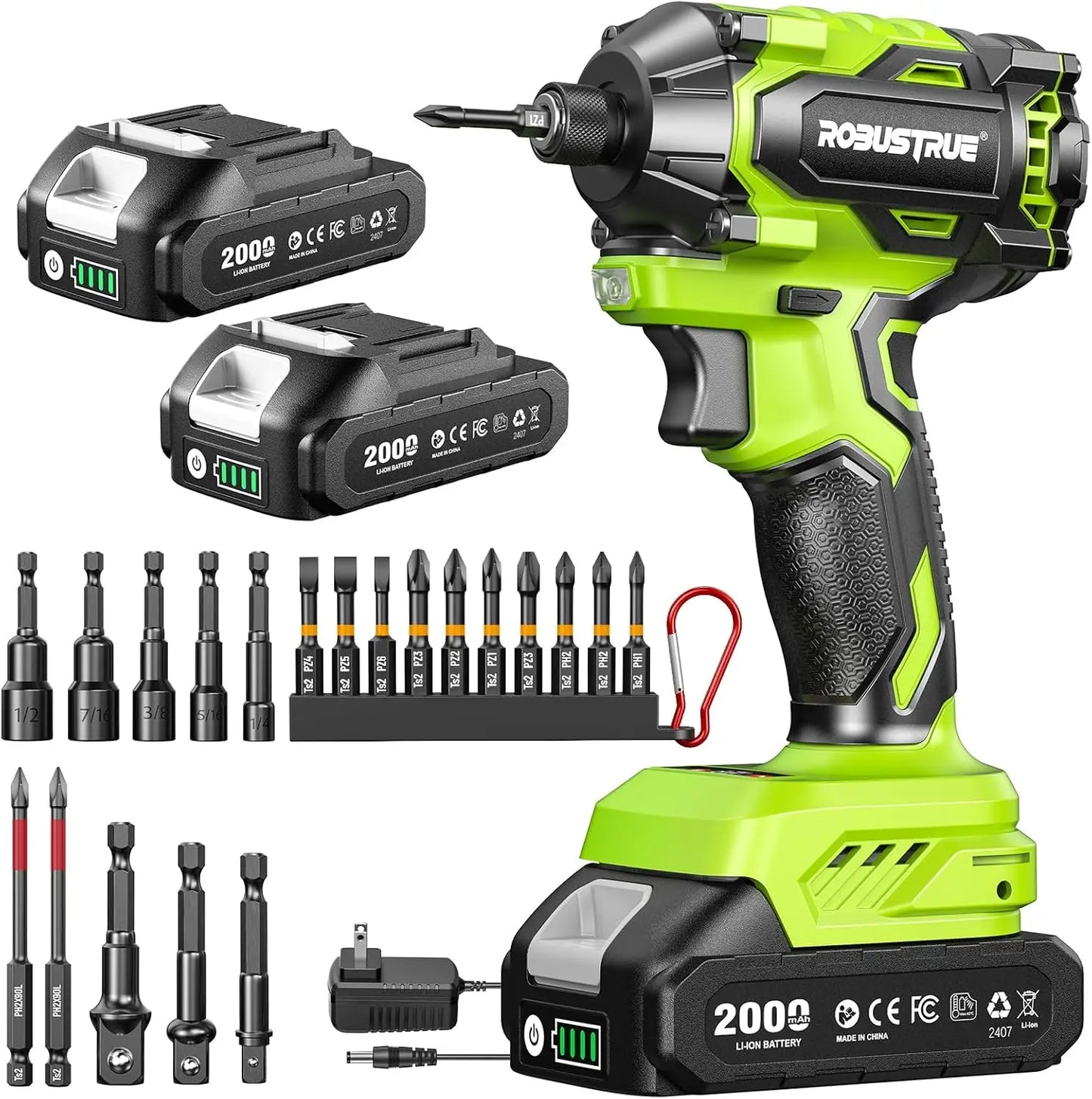 Brushless 21V Cordless Impact Driver Kit With 2.0Ah Battery