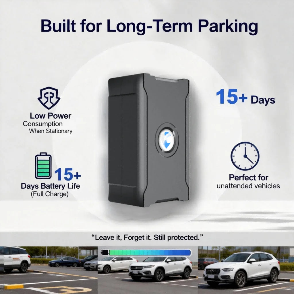 Wireless Car GPS Tracker Anti-Theft, Global Real-Time Vehicle Tracking with IoT SIM, Geo-Fence & Vibration Alarm, 15+ Days