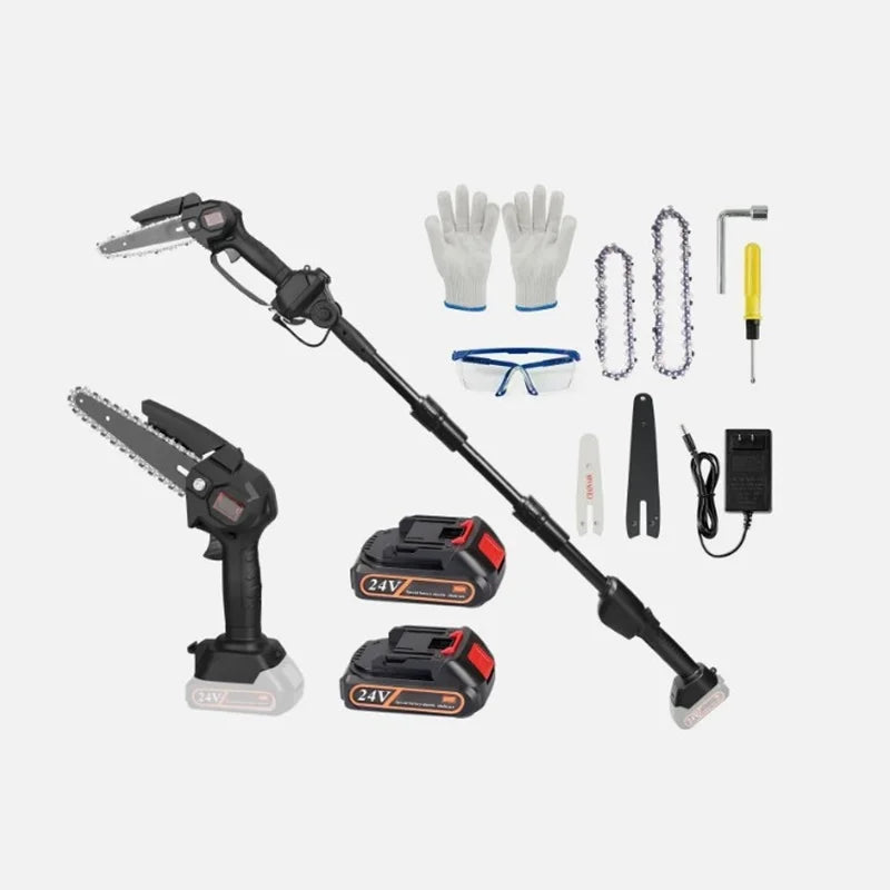 High-branch Handheld Saw Mini Electric Rechargeable Lithium Battery Single-hand Saw Pruning Felling 2-in-1 Cordless Pole Saw