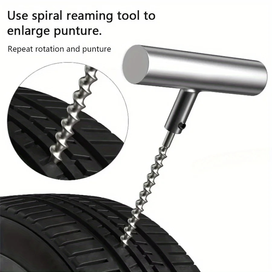 34/58pcs Auto Tire Repair Set Puncture Repair Tools Car Van Motorcycle Bike Emergency Heavy Duty Tubeless Tire Repair Rivet Set