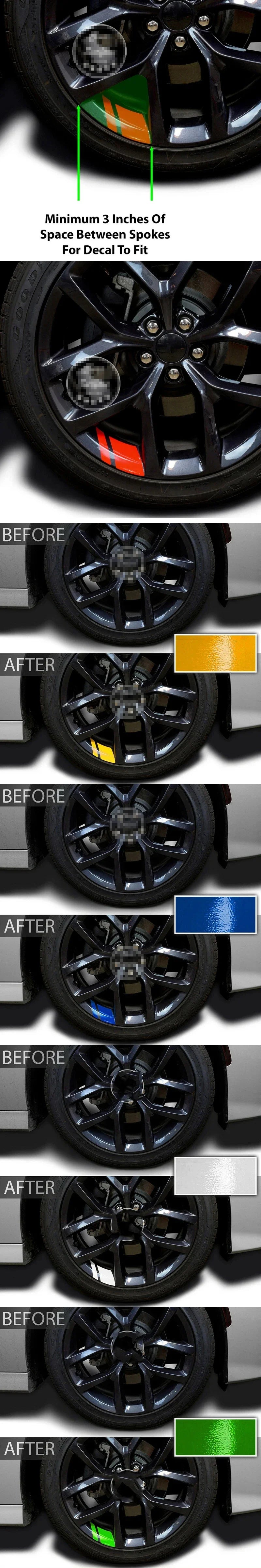 ZHUOHE Reflective Car Wheel Decals 6 Pack For Hub Rims