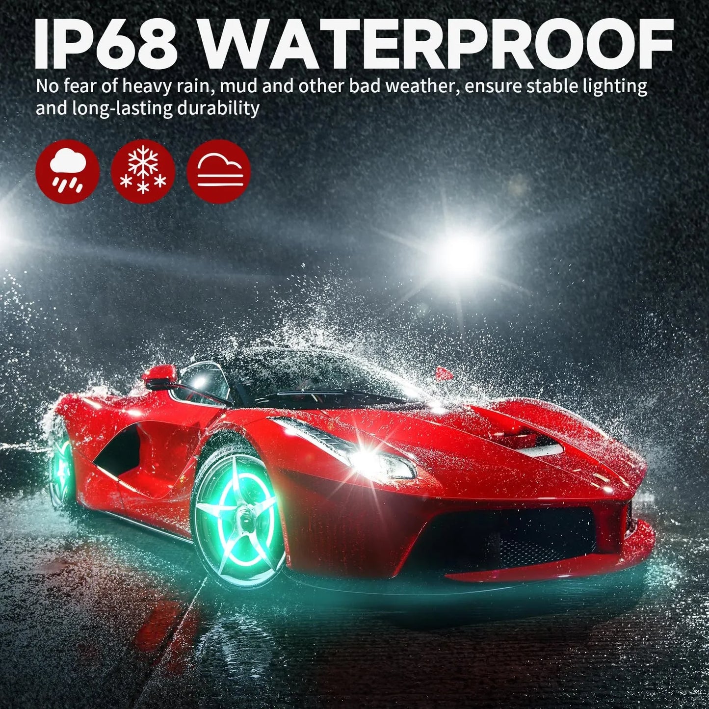 RGB Car Hub Lamp Kit With Waterproof LED Strip Lights