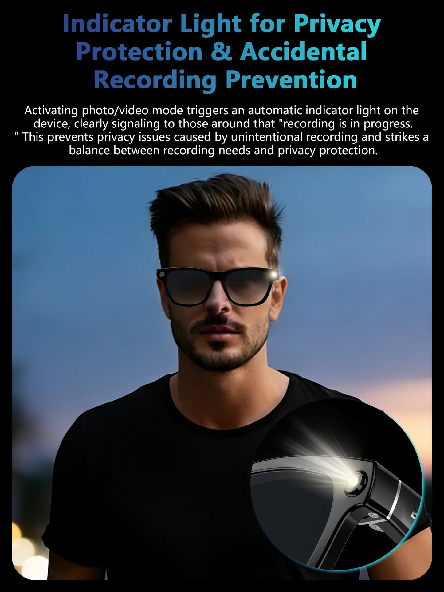 Blackview BV100 AI Smart glasses 800W Pixels 2K HD Camera Bluetooth Call Voice Assistant Translation Speakers&Mic Sunglasses