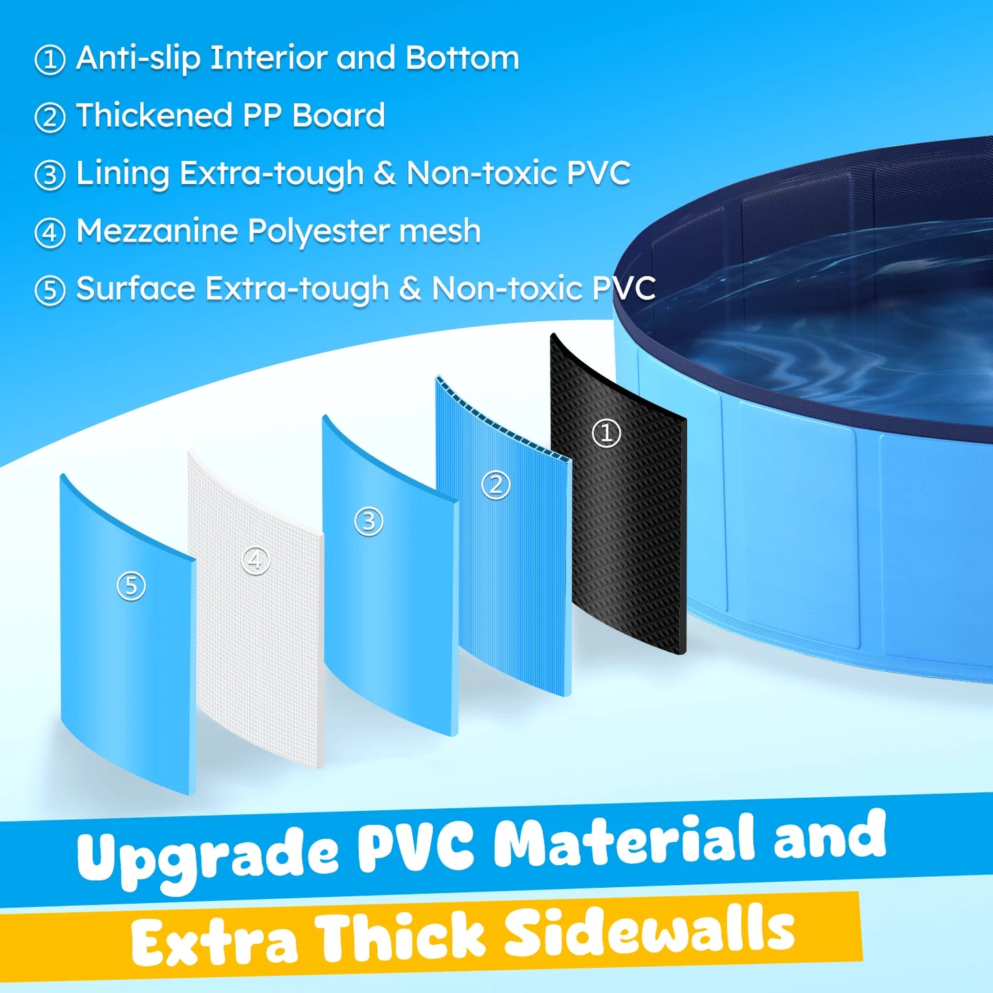 Portable Foldable Dog Pool Anti Slip Collapsible Bath Tub