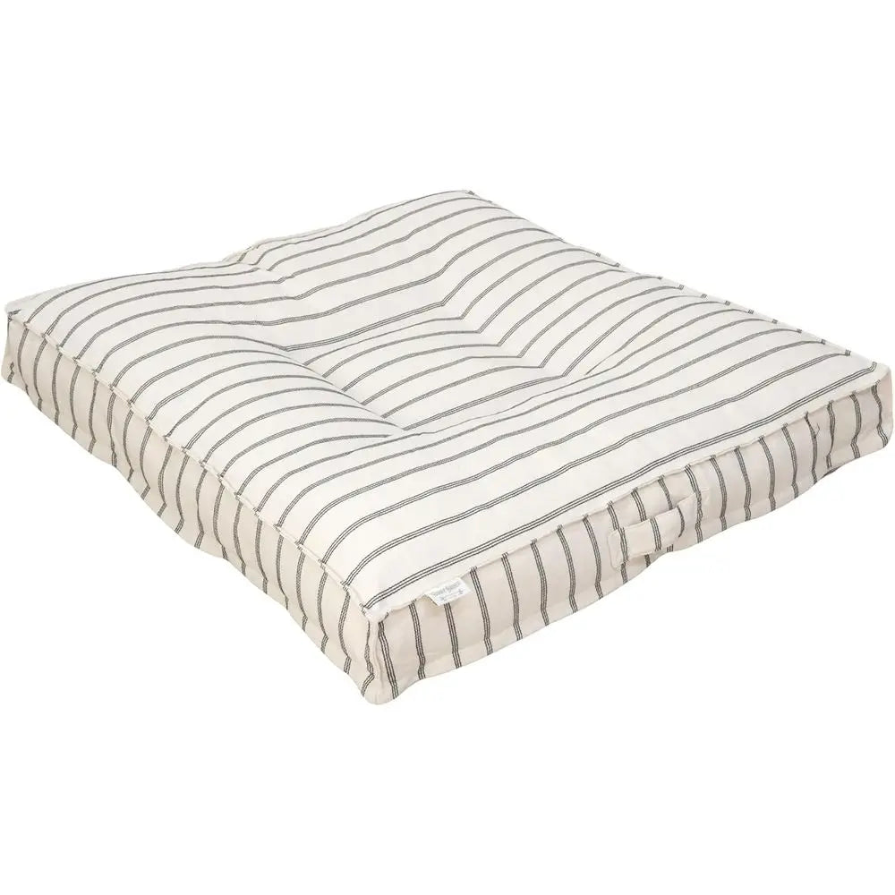 Striped Pillow Dog Bed, Luxury Washable Pet Bed with Recycled ill, Sot Square Cushion Bed or Medium Dogs & Cats, Cream & Black