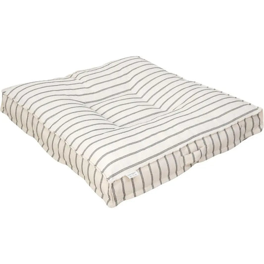 Striped Pillow Dog Bed, Luxury Washable Pet Bed with Recycled ill, Sot Square Cushion Bed or Medium Dogs & Cats, Cream & Black