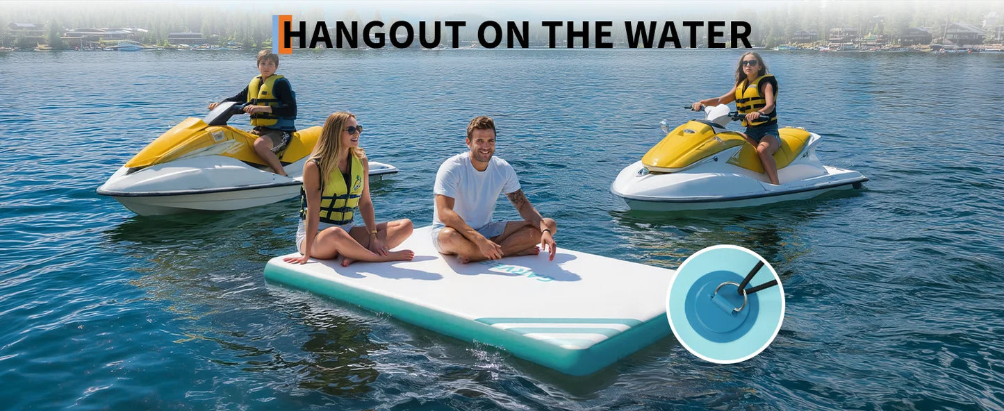Inflatable Floating Dock, Swim Platform Floating Dock for Lakes, Lake Floats for Adults, Island Raft Mat for Lake Beach Ocean