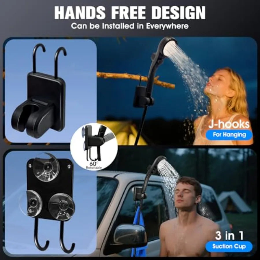Portable Camping Shower With 2000W AutoOff Heater Four Modes