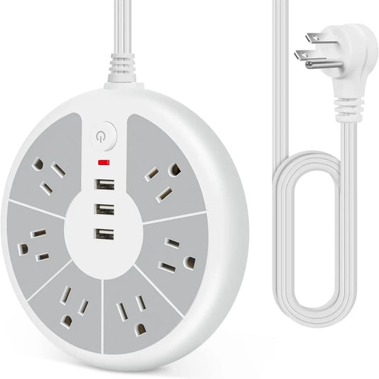 PASSU Disc Power Strip With 3 USB Sockets