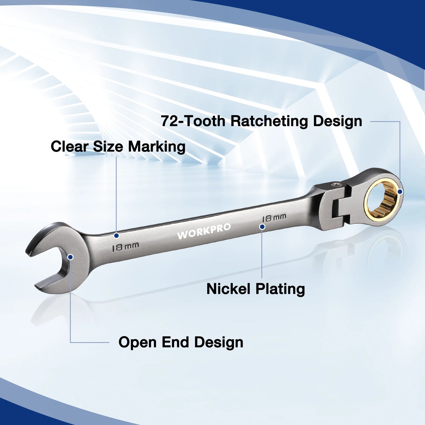 WORKPRO 21pc Ratcheting Wrench Set  with Box ,72 Teeth Wrench with Box, Wrench Repair  Tool Set