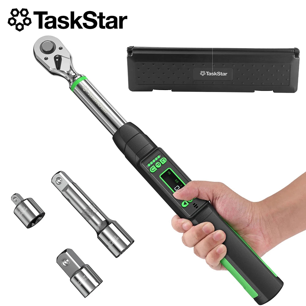 TaskStar Digital Torque Wrench With Three Eighths Inch Drive Adapters