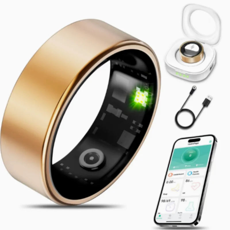 Smart Ring Health Monitor With Bluetooth Heart Rate Blood Pressure