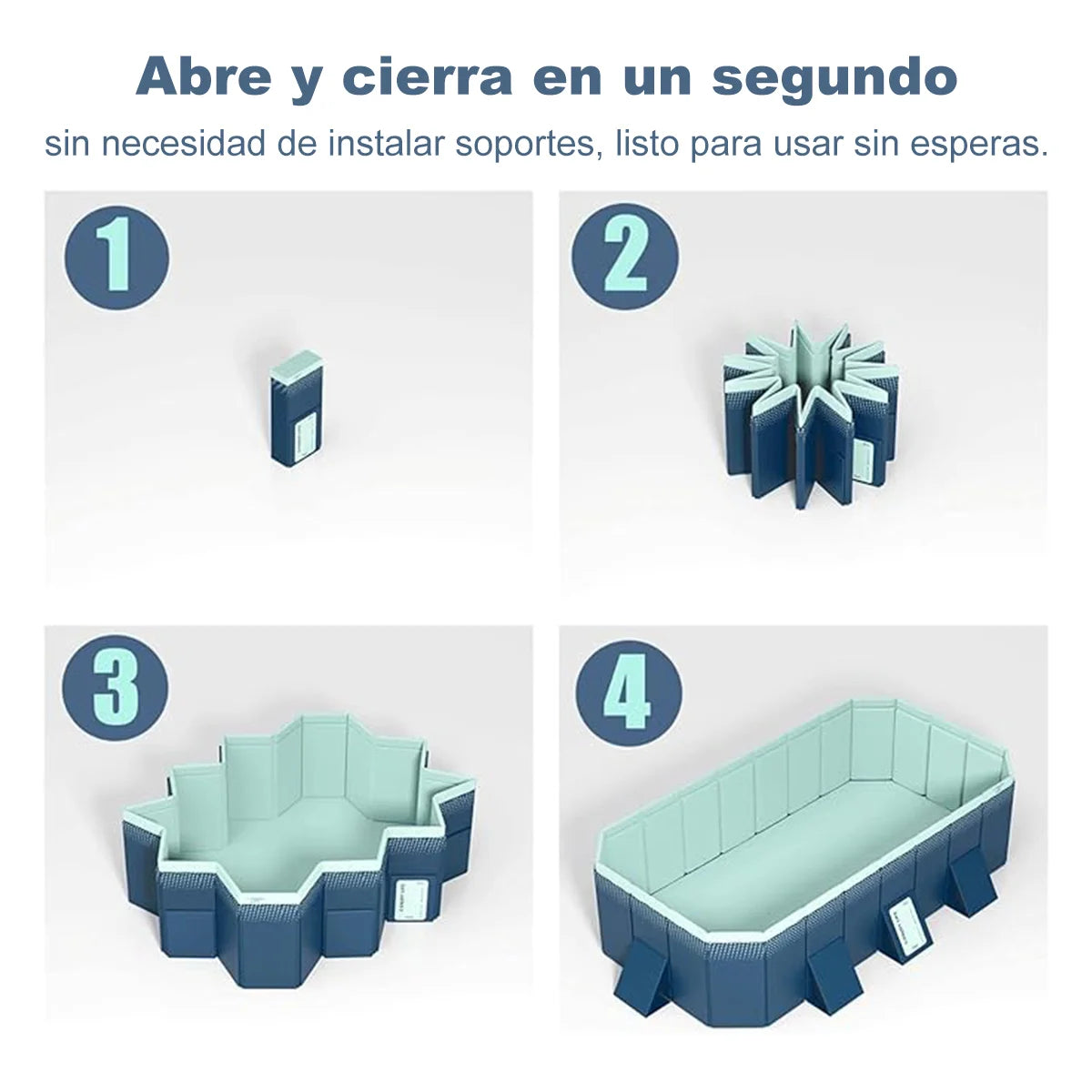 Foldable Large Rectangular Family Pool Non Inflatable Easy Setup Outdoor