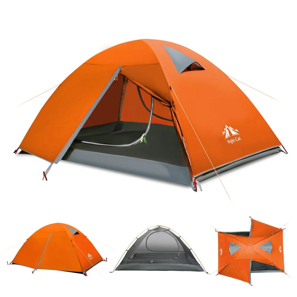 Night Cat Two-Person Backpacking Tent Waterproof With Aluminum Poles