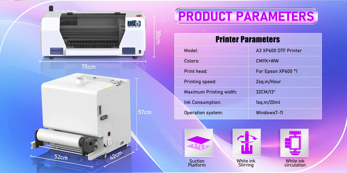 OYfame US EU Stock A3 A4 DTF Printer impresora UV dtf A3 For Epson XP600 DTF tshirt Printing Machine A3 For L805 UV DTF Printer