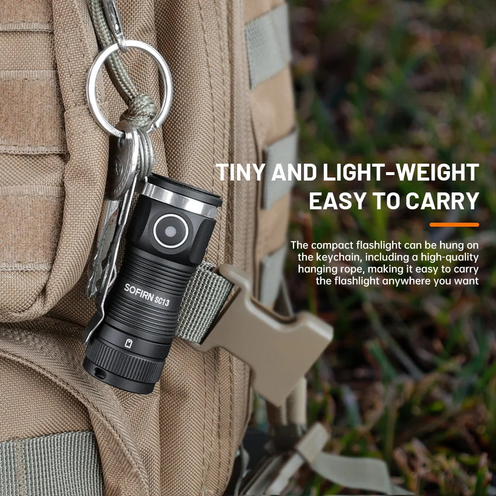SOFIRN SC13 Mini Flashlight Black Green 519A/SST40 LED 1300lm Tactical 18350 6000K Keychain Emergency Torch