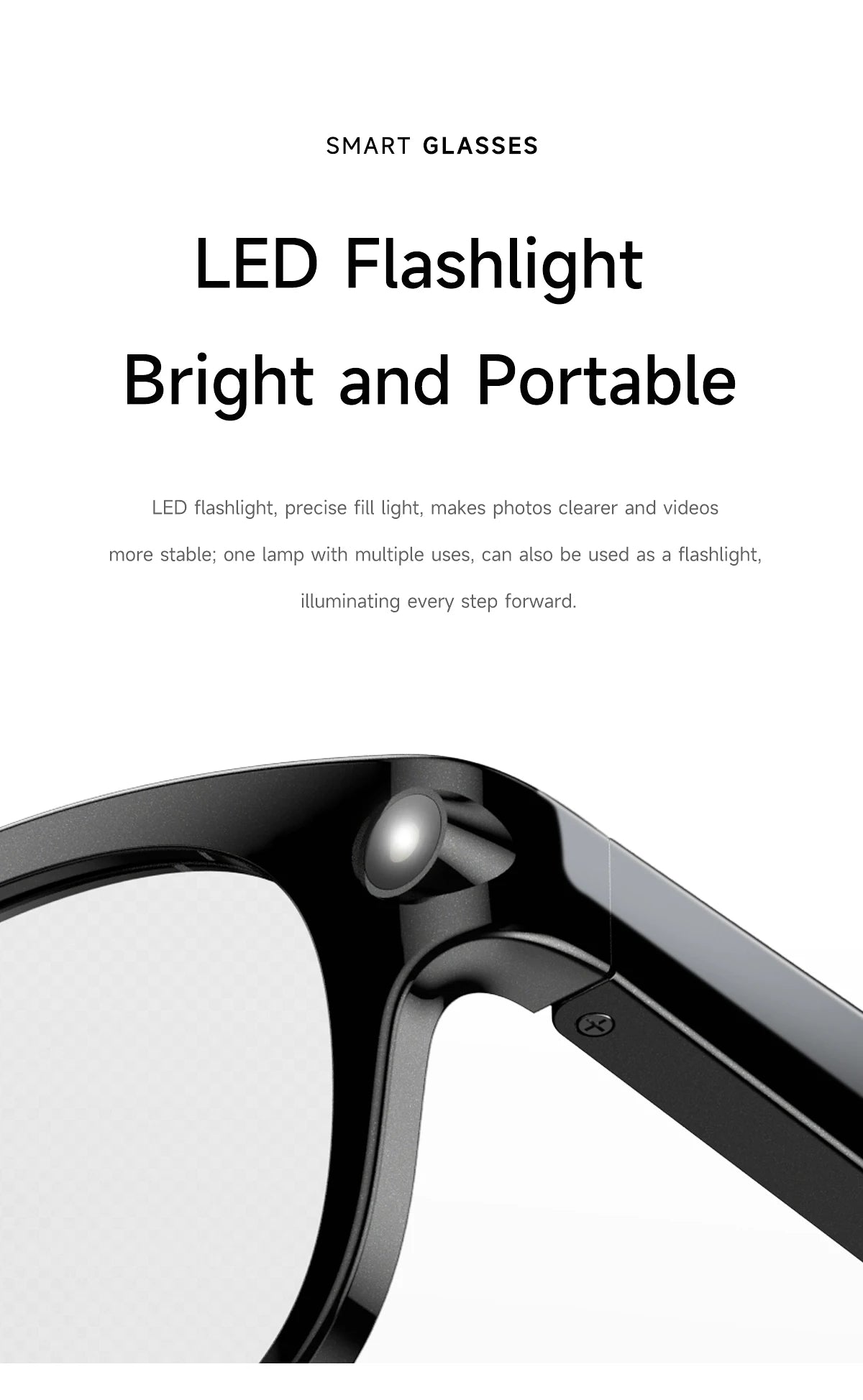 SENBONO AI Smart Glasses for Men Women 200W HD Camera 1080P 4K Video AI Voice Assistant Translation Music Playback Sunglasses