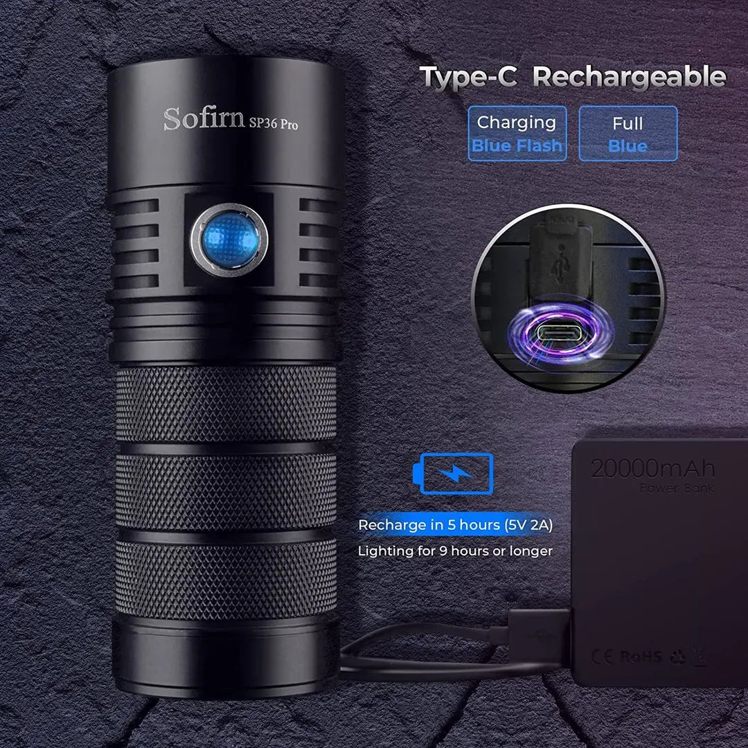 Sofirn SP36 Pro Anduril 8000 Lumen USB-C Rechargeable Flashlight