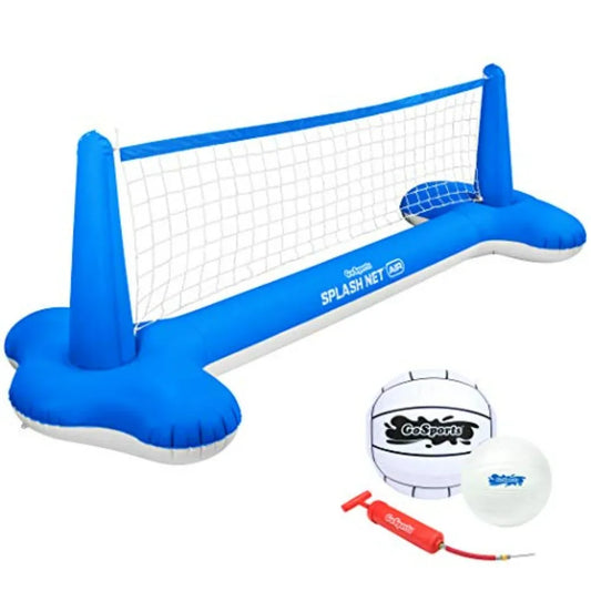 GoSports Splash Net Air Inflatable Pool Volleyball Game with Floating Net Water Volleyballs and Ball Pump for Outdoor Pool Use