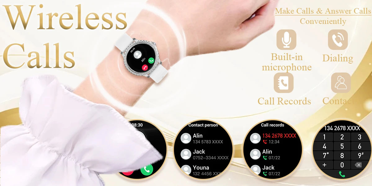 Smart Watch For women - 1.32" Touchscreen Fitness Tracker with Wireless Calls, Music Time Display, Step Counting