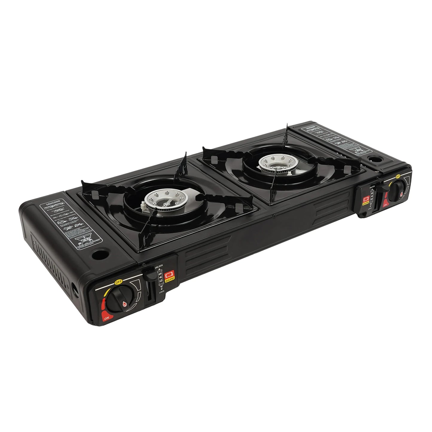 2 Burners Portable Gas Stove with Piezo Ignition and Carrying Case 2x2500W High Power LPG/Butane for Camping Picnics Parties