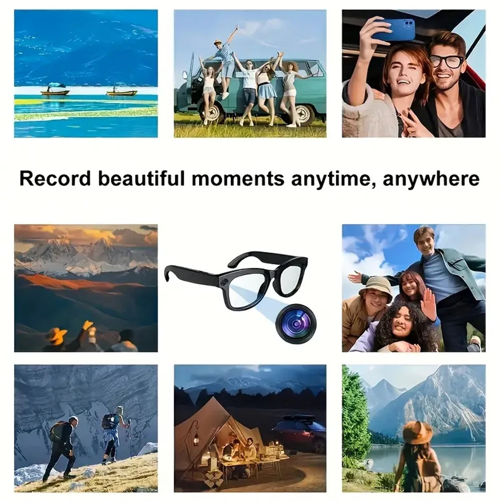 SENBONO Smart Glasses With AI Translator 8MP Camera 4K HD Take Videos And Photo Sunglasses BT Call for Men Women Fashion Glasses