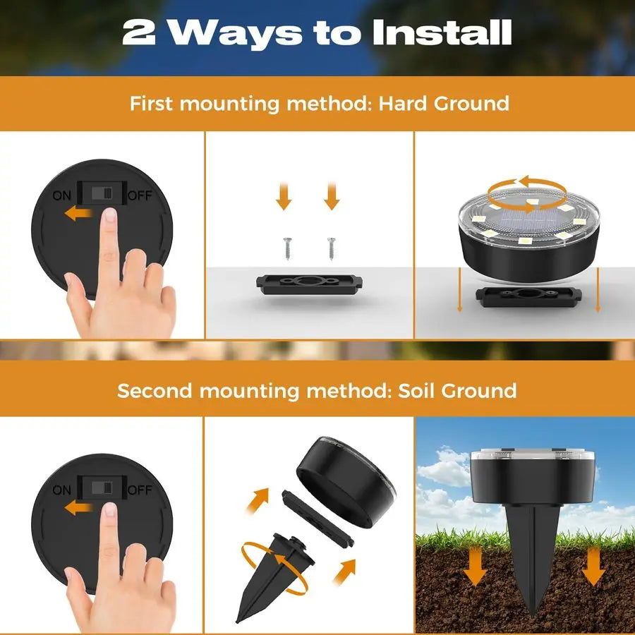 Mini Solar Ground Lights, 24 Pack Solar Lights Outdoor Waterproof, Upgraded LED Flat Landscape Lighting for Outside Pathway Gard