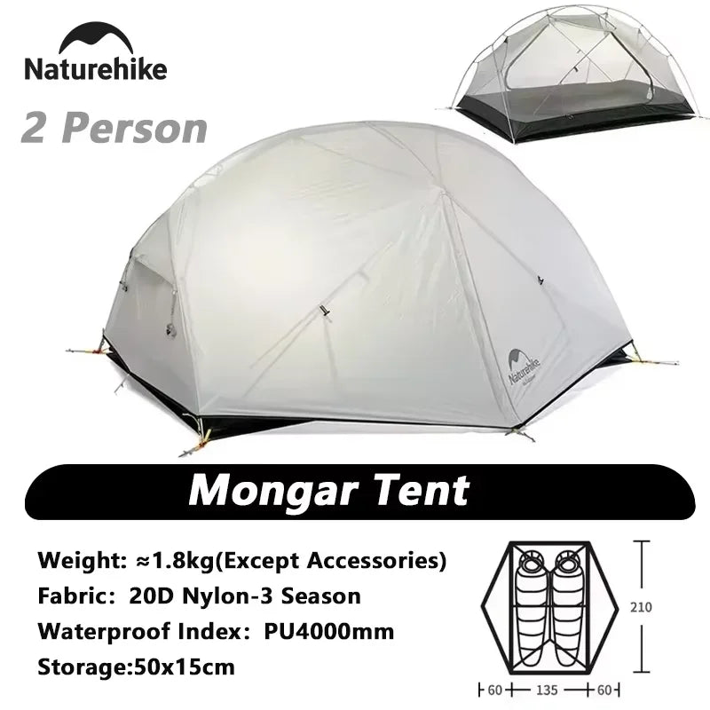 Naturehike Mongar 2 Person Tent Ultralight Waterproof Nylon