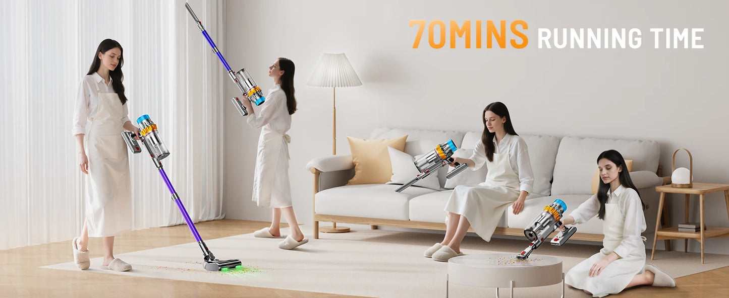VAKERR X15 Pro 650W Cordless Vacuum Cleaner 65KPA Strong Suction for Pet Hair and Carpet 70Mins Runtime Household cleaning
